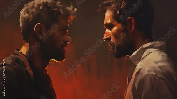 Fototapeta portrait of two men arguing