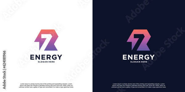 Fototapeta Premium Energy Thunder Initial Logo Design