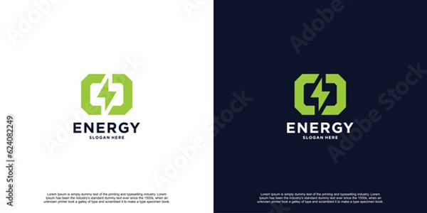 Obraz Initial Creative Thunder Energy Logo Design