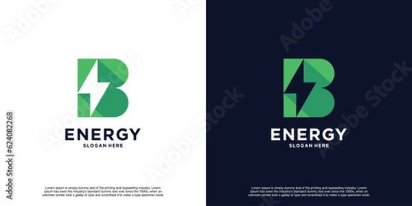 Obraz Initial Creative Thunder Energy Logo Design Inspiration