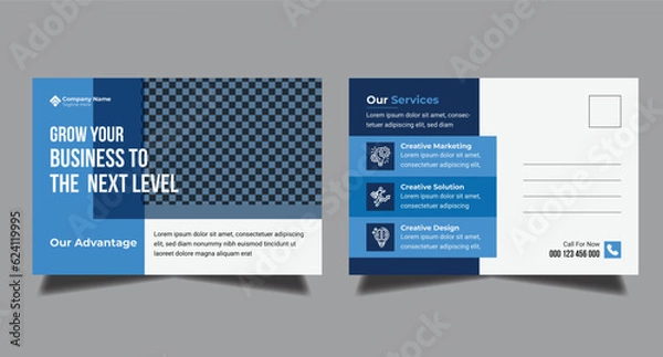 Fototapeta Fully editable abstract red postcard template vector design postcard template design stationary for business promotion services card greeting card