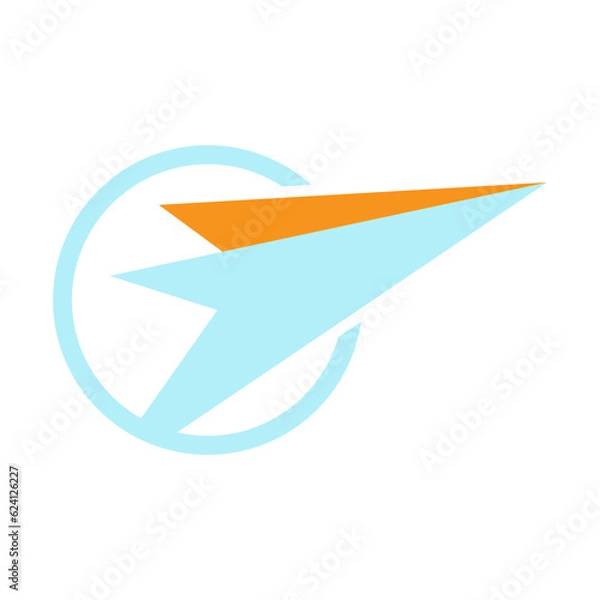 Fototapeta Paper Plan Abstract Geometric Triangle Arrow Up Business Logo. Flat Vector Logo Design Template Element