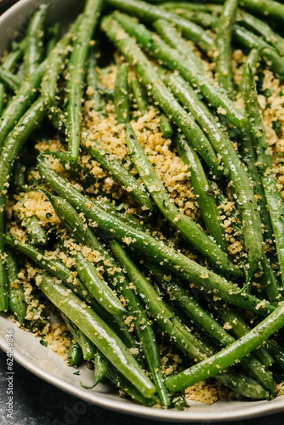 Obraz Italian green beans with breadcrumbs