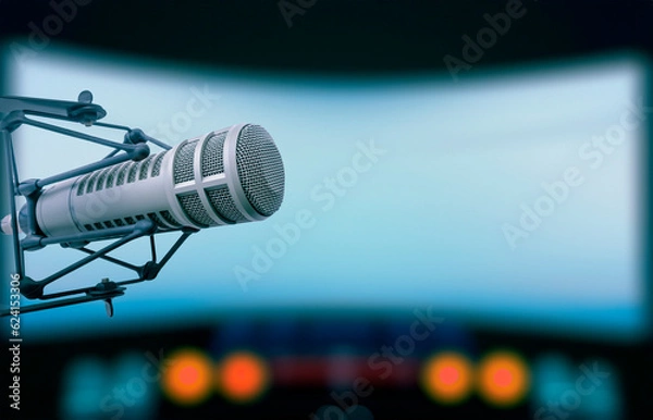 Fototapeta Professional microphone in radio studio