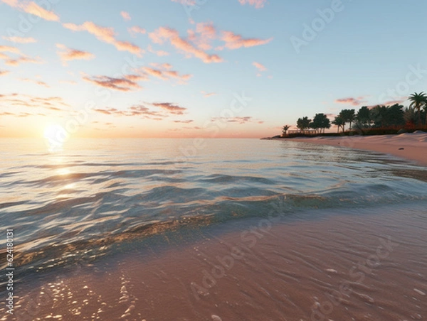 Obraz Sundown Serenity: Colorful Reflections of Sunset on Tranquil Beach Waters