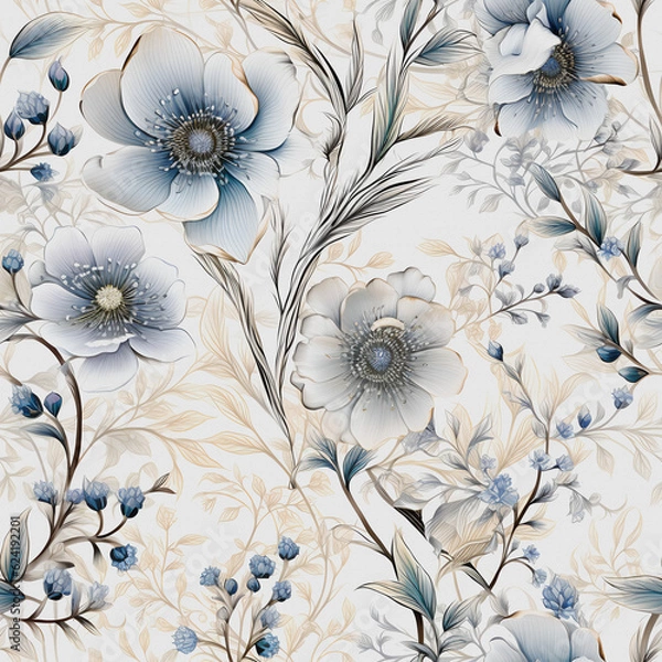 Fototapeta Flower pattern, seamless textre, fabric wallpaper.