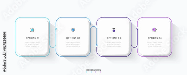 Obraz Vector Infographic label design template with icons and 4 options or steps. Can be used for process diagram, presentations, workflow layout, banner, flow chart, info graph.