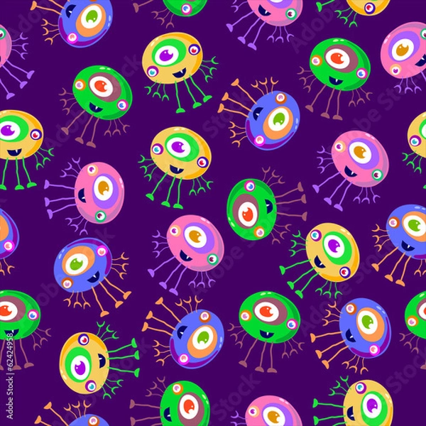 Fototapeta Seamless monsters pattern - Illustration