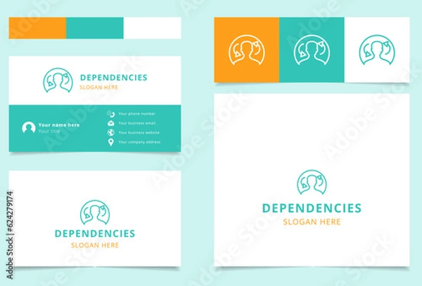 Fototapeta Dependencies logo design with editable slogan. Branding book and business card template.