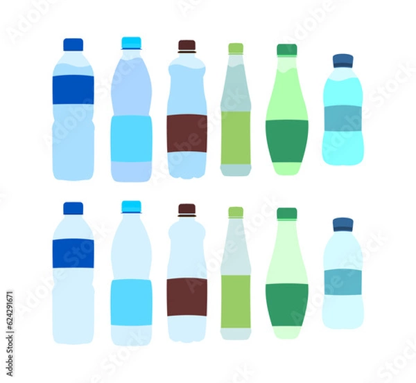 Fototapeta plastic bottle vector for water isolated with and without water inside