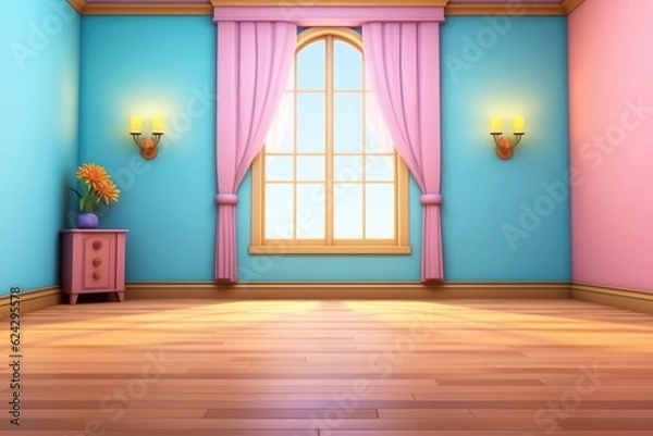 Fototapeta empty 3D cartoon background for kids and animation  generative ai creation 