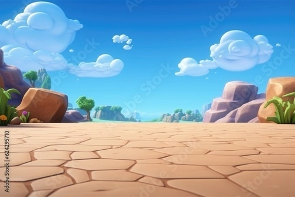 Fototapeta empty 3D cartoon background for kids and animation  generative ai creation 