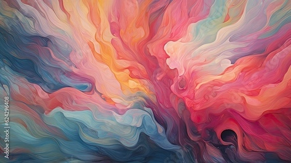 Fototapeta Abstract art background texture, liquid texture with fluid art material, coloured wavy design, modern waves wallpaper illustration - Generative ai