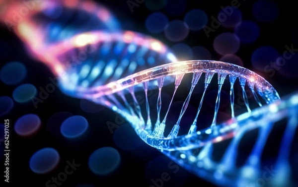 Fototapeta Anti aging genome editing concepts with dna molecule structure. Medical technology or biotechnology.futuristic research.generative ai images.