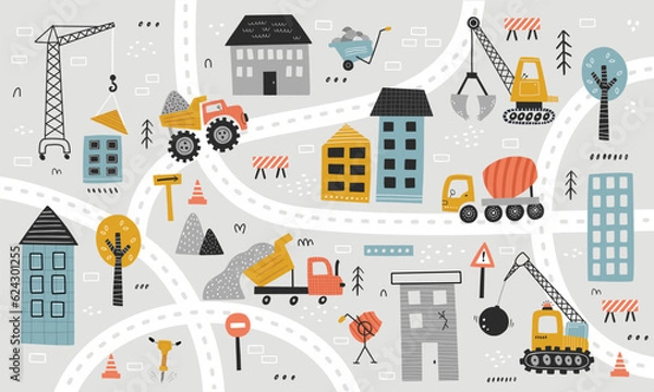 Obraz vector wallpaper of construction area for kids