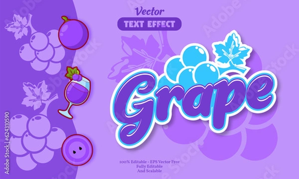 Obraz grape text effect with grape icon background