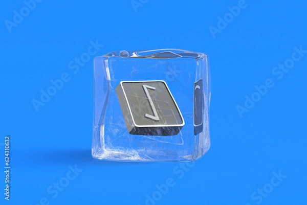 Fototapeta Iwaz rune in ice cube. 3d illustration