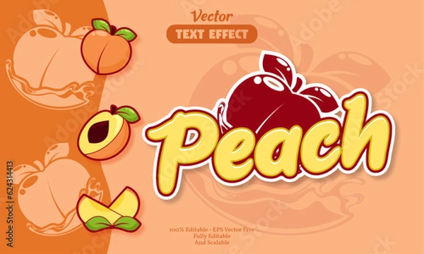 Fototapeta peach text effect with peach icon background