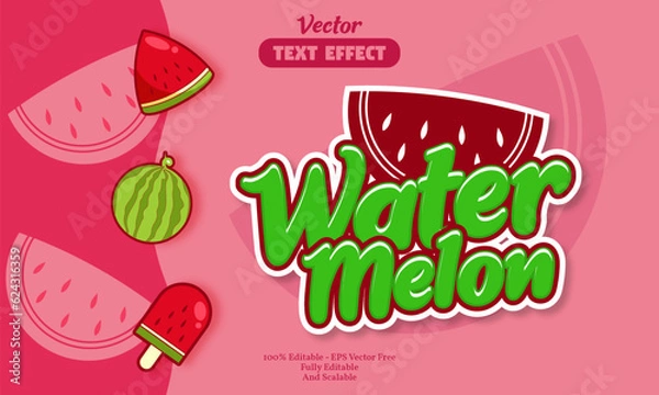 Obraz watermelon text effect with watermelon icon background