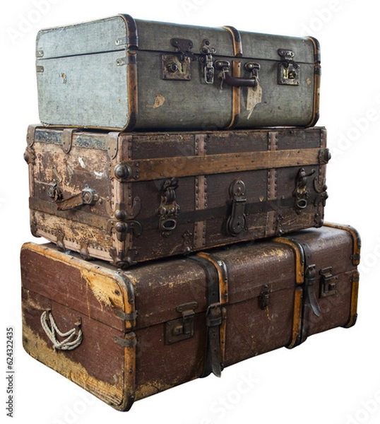 Obraz Stack of old suitcases