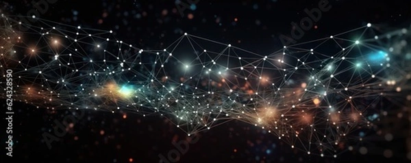 Fototapeta Banner - lines and structures as a network connection background