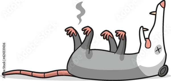 Fototapeta Funny opossum character playing dead vector cartoon illustration isolated on white