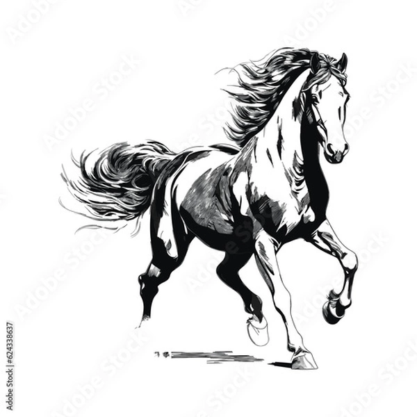 Fototapeta Hand drawn horse vector illustration
