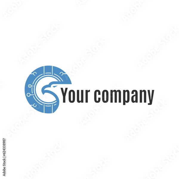 Fototapeta Round logo for cyber security company in techno style