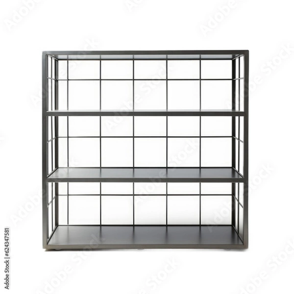 Fototapeta Metal Cage Wall Shelf isolated on transparent background. Generative AI