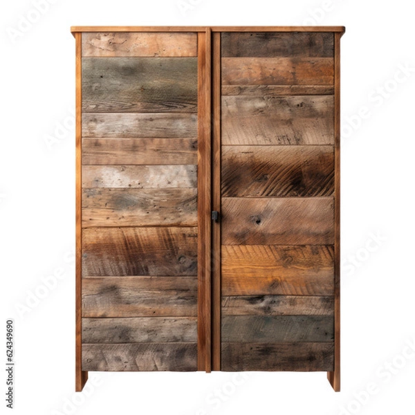 Fototapeta Reclaimed Wood Wardrobe isolated on transparent background. Generative AI