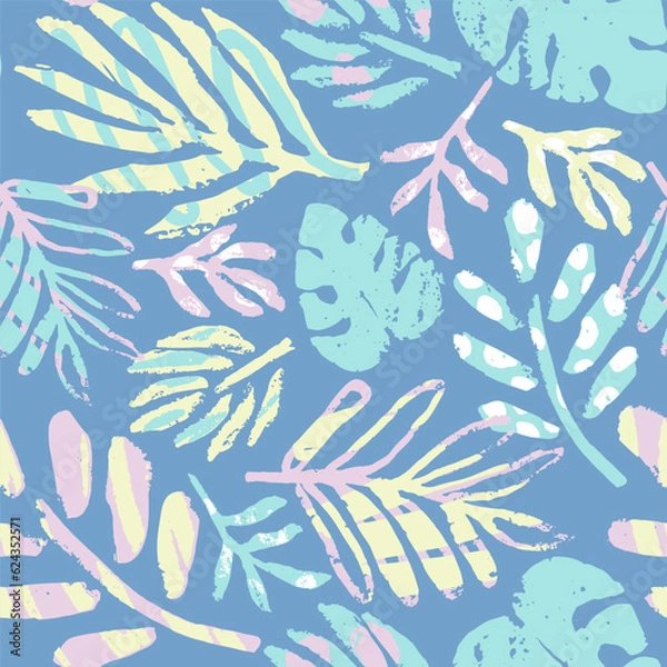 Obraz Tropical pant leaf seamless pattern. Summer hand drawn palm tree. Simple abstract organic shapes.