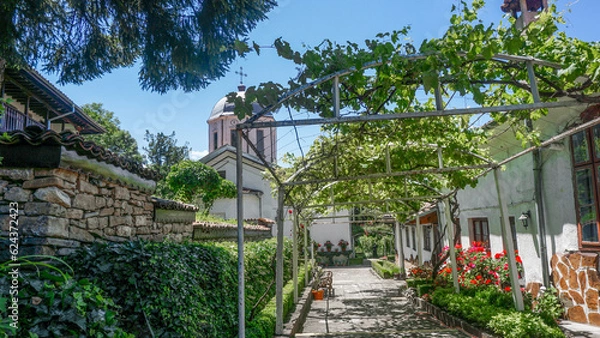Fototapeta 01_The beautiful inner courtyard of the Beautiful Monastery St. Nicholas the Wonderworker, village of Arbanassi, region Veliko Tarnovo, Bulgaria.
