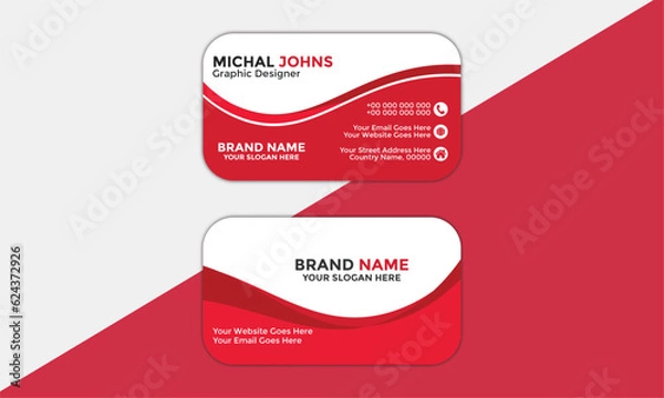 Fototapeta modern and clean professional business card template Corporate and Creative Business Card Design Template Double-Sided Horizontal Name Card Simple and Clean Red and Black Vector Illustration Gradient