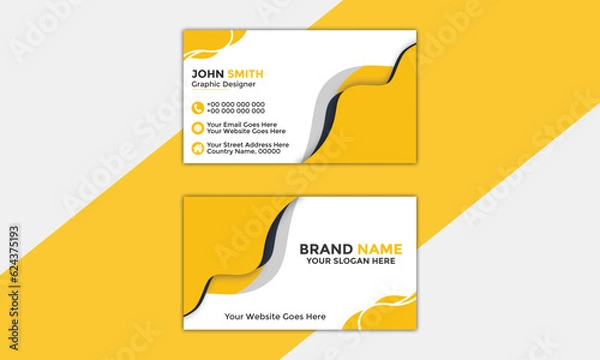 Fototapeta Modern and clean professional business card template Corporate and Creative Business Card Design Template Double-Sided Horizontal Name Card Simple and Clean Yellow Black Vector Illustration Gradient 