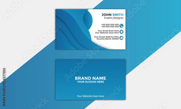 Fototapeta Modern and clean professional business card template Corporate and Creative Business Card Design Template Double-Sided Horizontal Name Card Simple and Clean Blue Black Vector Illustration Gradient 
