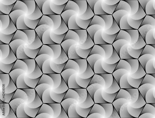 Fototapeta Design seamless monochrome hexagon geometric pattern. Abstract w