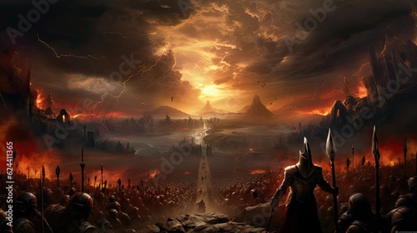 Fototapeta Illustration about Ares, the god of war - AI generated image.