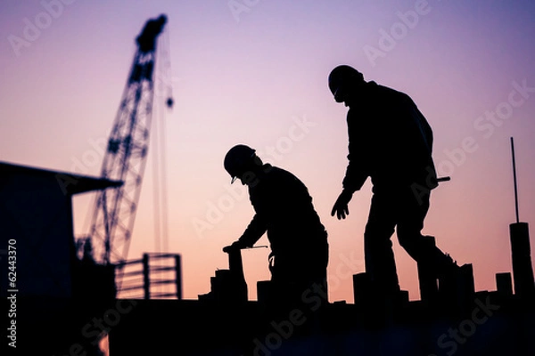 Obraz silhouette of construction worker