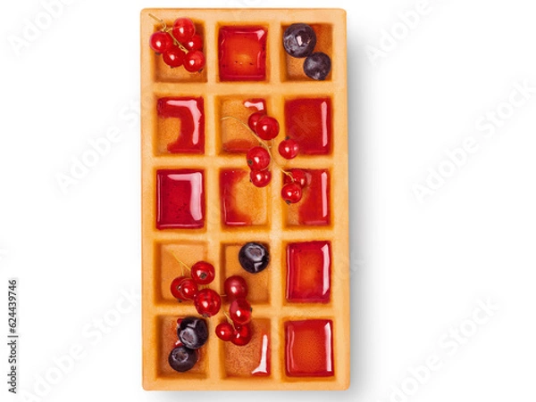 Obraz Belgian waffle with berries. isolated 