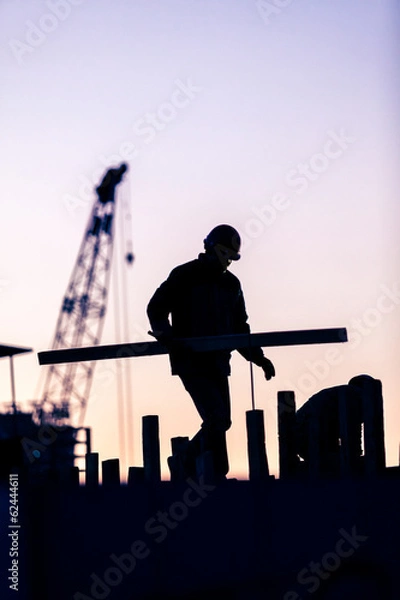Obraz silhouette of construction worker