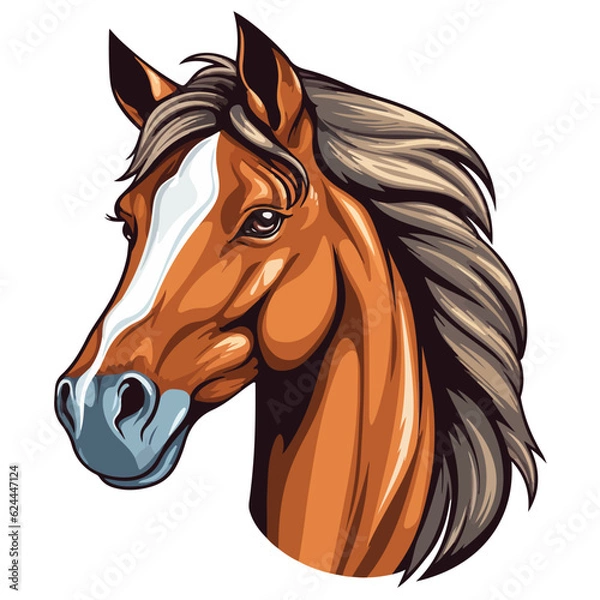Fototapeta vector horse head design,colorful cute beautiful horses,suitable for logo and t-shirt,ready to print.cartoon horse,horse illustration