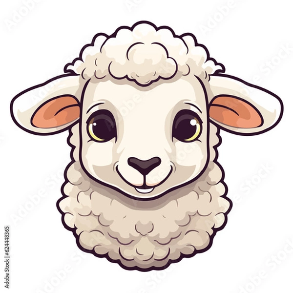 Fototapeta cute lamb print,lamb sticker,vector lamb eps file,editable,ready to print,lamb illustration,white background