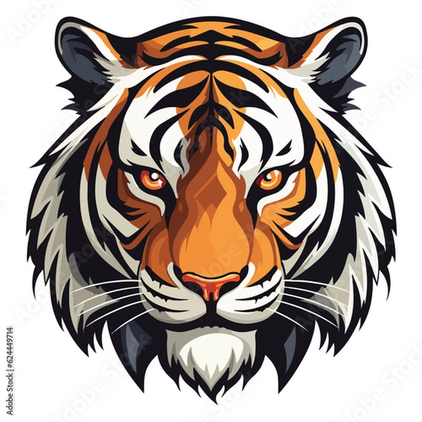 Fototapeta Tiger Face Vector, Sync Tiger Eps File, dla Cricut, Tiger Cartoon Postacie, Editable,