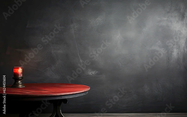 Fototapeta empty blackboard on a wooden table