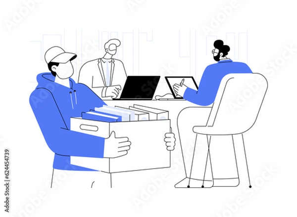 Fototapeta Office stationery supply abstract concept vector illustration.