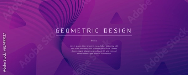 Obraz Website Template with Wave Shapes. Minimal Banner. Wavy Flow Flyer. Gradient