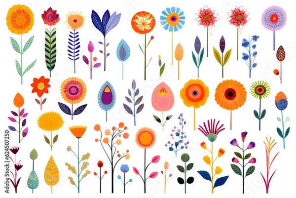 Fototapeta pattern with colorful flowers in icon 2d cartoon design