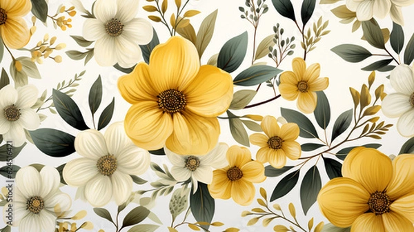 Obraz Yellow Flowers Watercolor Seamless Pattern