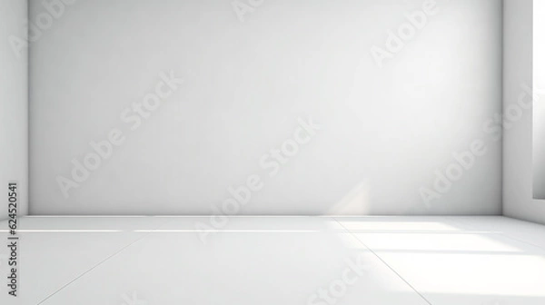 Obraz empty room with white wall. Generative Ai. 