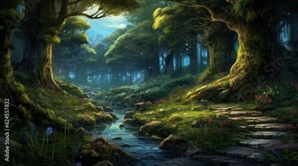 Fototapeta Role Playing Game Landscape with secret unknown places Artwork